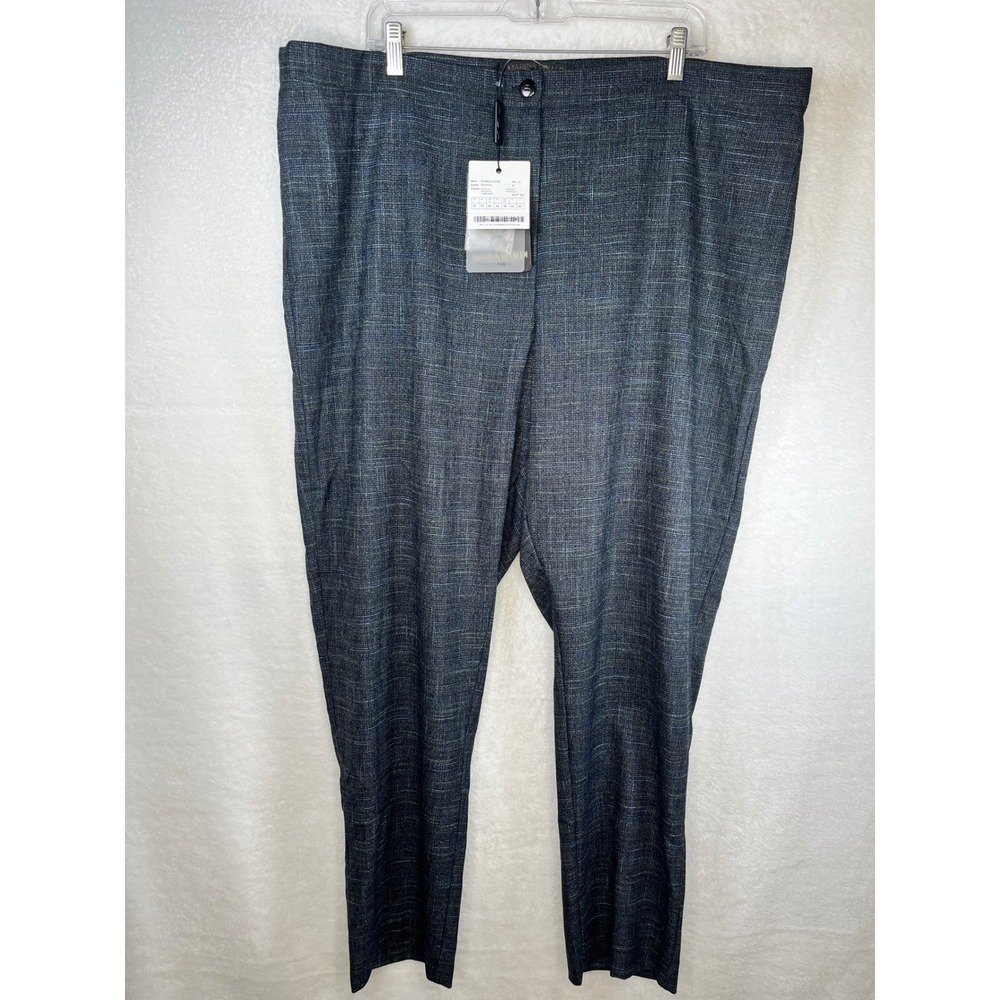 Marina Rinaldi Trousers Pants Womens Size 22 Blue Gray Plaid‎ Career Office